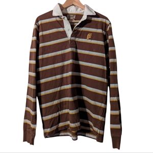Men's Vintage Fossil Cotton Striped Long Sleeve Polo Shirt Medium